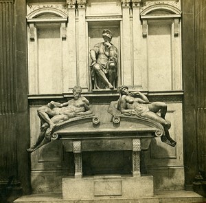 Italy Firenze Laurent de Medicis Tomb Michelangelo Old Stereoview Photo SIP 1900