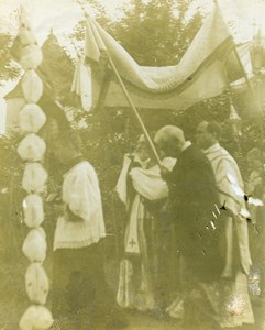 France Le Breuil Religious Festival Old Amateur Stereoview Photo 1900