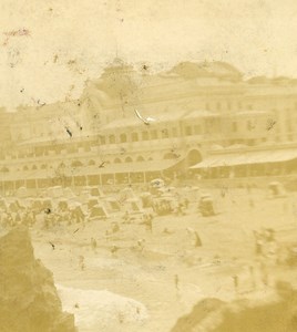 France Biarritz beach & casino Old Amateur Stereoview Photo 1900