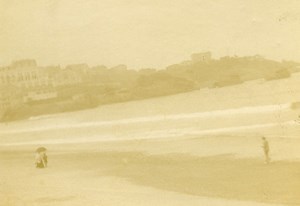 France Biarritz beach view Old Amateur Stereoview Photo 1900