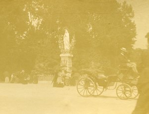 France Lourdes Crowned Virgin Statue Old Amateur Stereoview Photo 1900