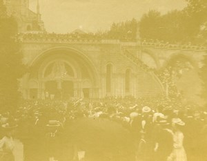 France Lourdes Procession Old Amateur Stereoview Photo 1902