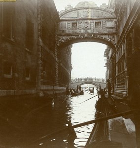 Italy Venice Bridge of Sighs Ponte dei sospiri Old Amateur Stereoview Photo 1900