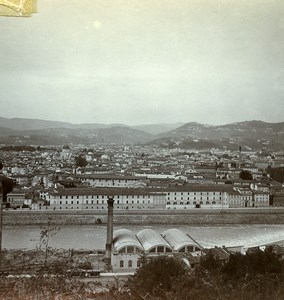 Italy Firenze panorama Old Amateur Stereoview Photo 1900