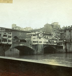 Italy Firenze Florence Ponte Vecchio Old Amateur Stereoview Photo 1900