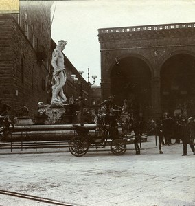 Italy Firenze Florence Loggia dei Lanzi Old Amateur Stereoview Photo 1900