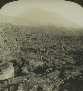 Italy Naples Napoli Vesuvio Volcano Lava Stereo Photo Stereoview HC White 1900