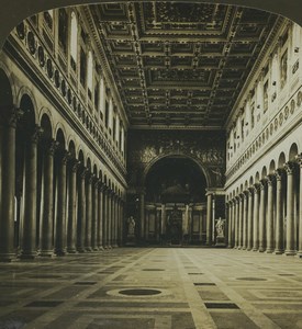 Rome Vatican St Paul Church Interior Old Stereo Photo Stereoview HC White 1900