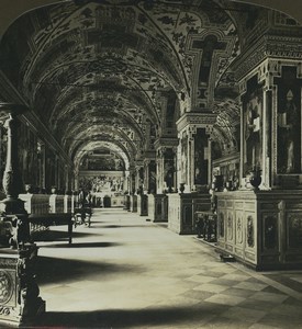 Rome Vatican Library Old Stereo Photo Stereoview HC White 1900