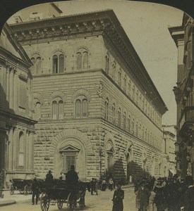 Italy Florence Firenze Riccardi Palace Old Stereo Photo Stereoview HC White 1900