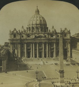 Rome Vatican St. Peter's Square Old Stereo Photo Stereoview HC White 1900