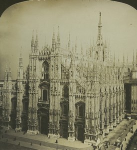 Italy Milan Milano Cathedral Old Stereo Photo Stereoview HC White 1900