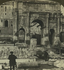 Italy Rome Arch of Septimus Severus Old Stereo Photo Stereoview HC White 1900