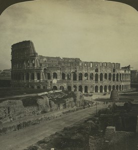 Italy Rome Colosseum Old Stereo Photo Stereoview HC White 1900