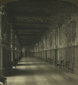 France Fontainebleau castle Gallery Old Stereo Photo Stereoview HC White 1900