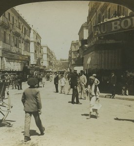 Algerie Oran modern street Au Bon Marche Stereo Photo Stereoview HC White 1900