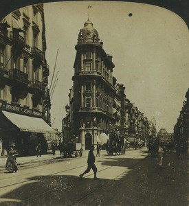 Belgium Brussels boulevard du Nord Old Stereo Photo Stereoview HC White 1900