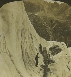 France Mont Blanc Mer de Glace Old Stereo Photo Stereoview HC White 1900