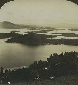 Scotland Loch Lomond Panorama Old Stereo Photo Stereoview HC White 1900