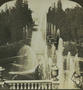 Russia Peterhof Gardens Palace Old Stereo Photo Stereoview HC White 1900