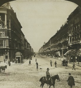 Hungary Budapest Andrassy Strasse Old Stereo Photo Stereoview HC White 1900