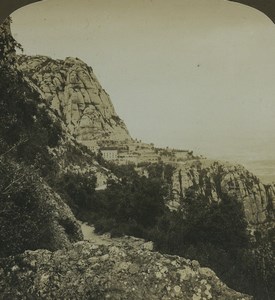 Spain Santa Maria de Montserrat Monastery Old Photo Stereoview AMC 1900