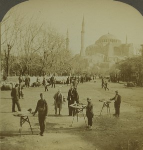 Turkey Constantinople Street view Mosque Old Photo Stereoview Excelsior 1900