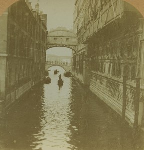 Italy Venice Bridge of Sighs Canal Old Photo Stereoview Excelsior 1900
