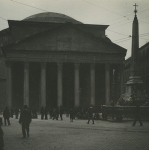 Italy Rome Pantheon Piazza della Rotonda Old Possemiers Stereoview Photo 1910