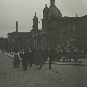 Italy Rome Piazza Navona Fountain Old Possemiers Stereoview Photo 1910
