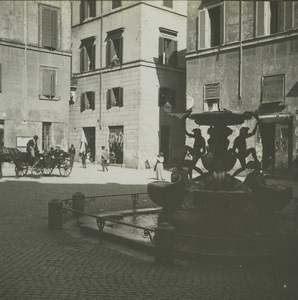 Italy Rome Place Mattei Fountain Old Possemiers Stereoview Photo 1910