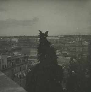 Italy Rome Panorama Janiculum Old Possemiers Stereoview Photo 1910