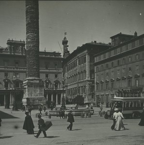 Italy Rome Piazza Colonna Old Possemiers Stereoview Photo 1910