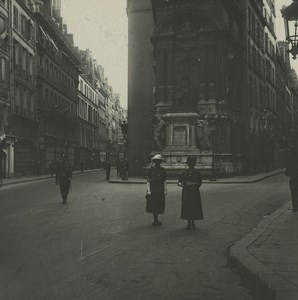 France Paris Rue Richelieu Fountain Moliere Possemiers Stereoview Photo 1920