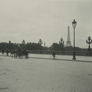 France Paris Bridge Alexandre III Eiffel Tower Possemiers Stereoview Photo 1920