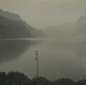 Switzerland Brunnen panorama Urnersee Lake Old Possemiers Stereoview Photo 1920