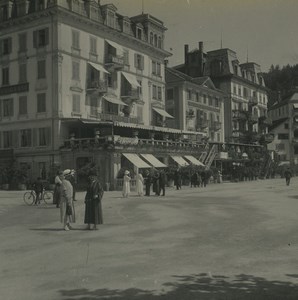 Switzerland Brunnen Hotel of l'Aigle d'Or Old Possemiers Stereoview Photo 1920