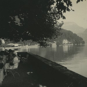Switzerland Gersau Lake Hotel Mueller Old Possemiers Stereoview Photo 1920