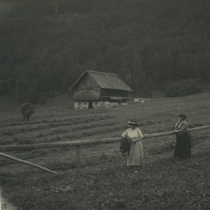 Switzerland Melchtal Fields Old Possemiers Stereoview Photo 1920