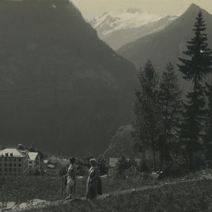 Switzerland Finhaut Hotel Bel Oiseau Old Possemiers Stereoview Photo 1920