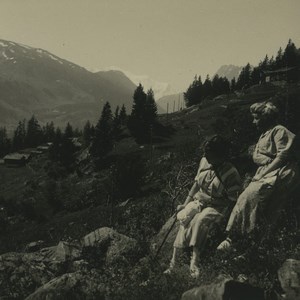 Switzerland Finhaut Col de la Gueulaz Old Possemiers Stereoview Photo 1920