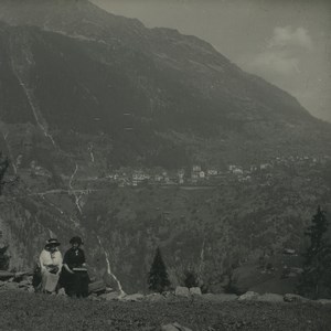 Switzerland Tete Noire view towards Finhaut Old Possemiers Stereoview Photo 1920