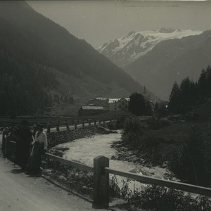 Switzerland Village of Trient River Glacier Old Possemiers Stereoview Photo 1920