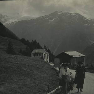 Switzerland Valais Col de la Forclaz Pass Old Possemiers Stereoview Photo 1920