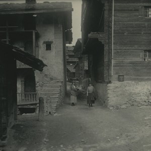 Switzerland Val d'Herens Evolene Village Old Possemiers Stereoview Photo 1920