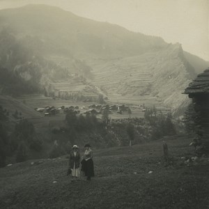 Switzerland Val d'Herens Evolene near Lanna Old Possemiers Stereoview Photo 1920
