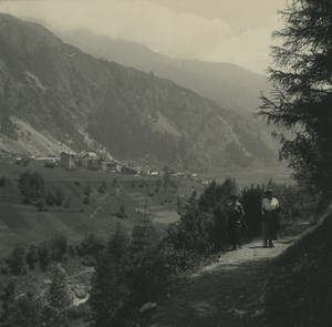 Switzerland Val d'Herens path to Lanna Old Possemiers Stereoview Photo 1920