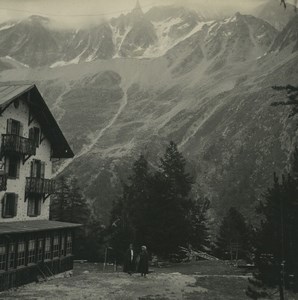 Switzerland Arolla Hotel Kurhaus Dent de Perroc Possemiers Stereoview Photo 1920