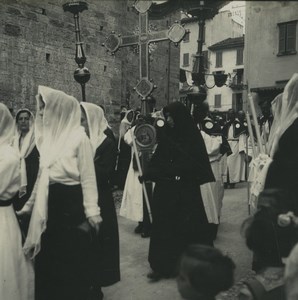 Italy Bellagio Procession religion Old Possemiers Stereoview Photo 1920 #1