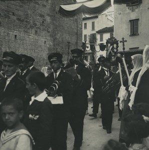 Italy Bellagio Procession religion Old Possemiers Stereoview Photo 1920 #2